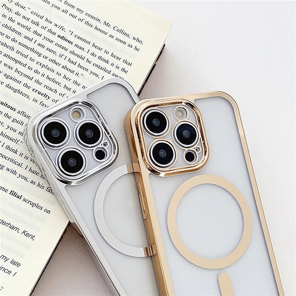 For iPhone 16 Pro Max Case Compatible with MagSafe Electroplating TPU Cellphone Protector with Long Lanyard