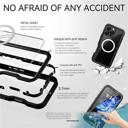REDPEPPER D-UP Series For iPhone 16 Pro Case IP68 Waterproof Clear Back Panel Phone Cover Compatible with MagSafe
