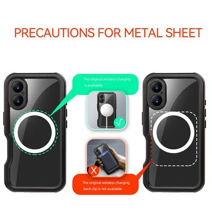 REDPEPPER D-UP Series For iPhone 16 Case IP68 Waterproof Clear Back Panel Phone Cover Compatible with MagSafe