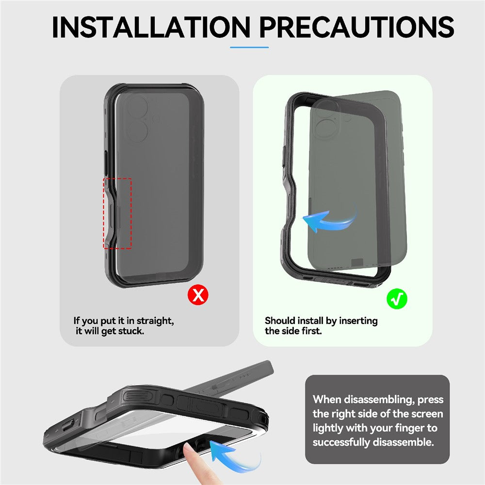 REDPEPPER D-UP Series For iPhone 16 Case IP68 Waterproof Clear Back Panel Phone Cover Compatible with MagSafe