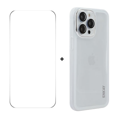 ENKAY HAT PRINCE For iPhone 14 Pro   Case Matte TPU Phone Cover with Lens Film + 9H Glass Protector