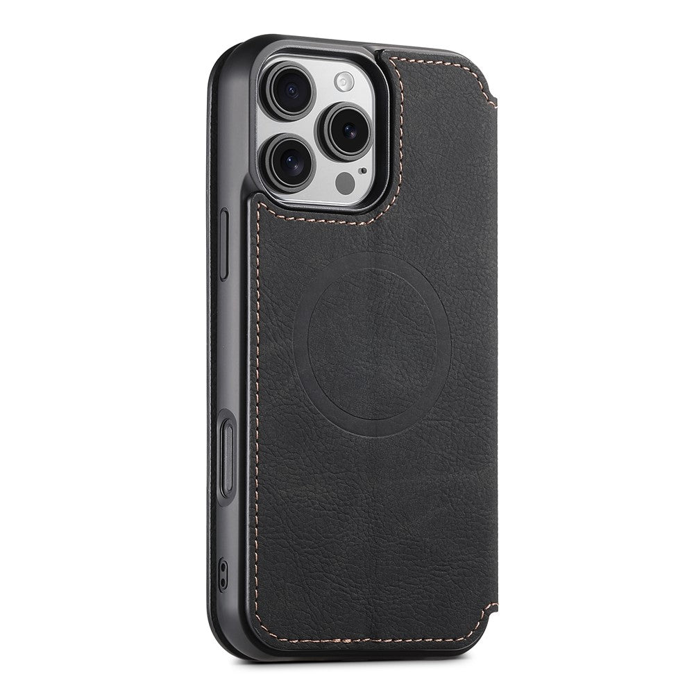 SUTENI J06 For iPhone 16 Pro Max Case Litchi Texture Leather Wallet Phone Shell Compatible with MagSafe