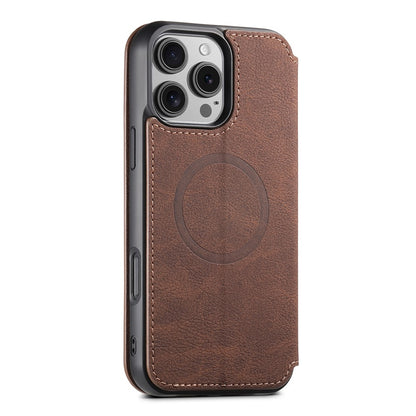 SUTENI J06 For iPhone 16 Pro Case Litchi Texture Leather Wallet Phone Shell Compatible with MagSafe