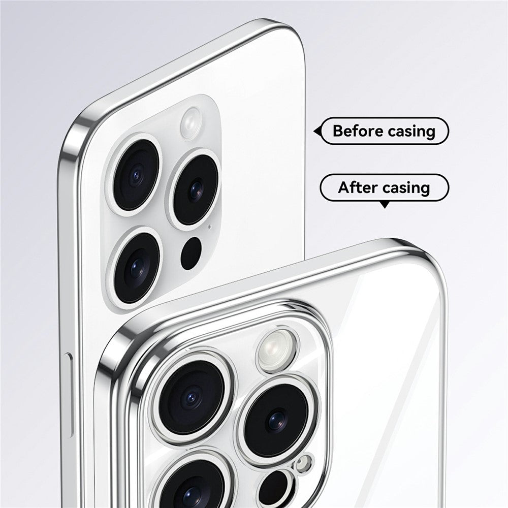 SULADA For iPhone 14 Pro Case Electroplating Ultra Clear Soft TPU Phone Cover with PU Wrist Strap
