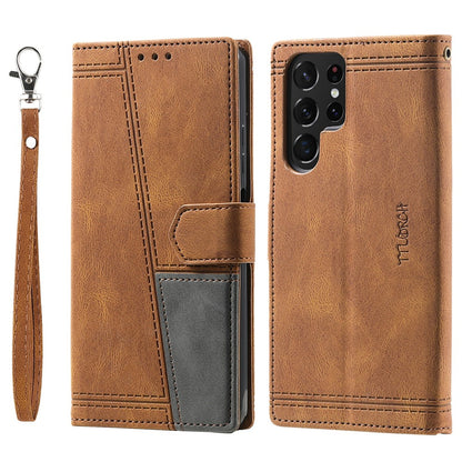 TTUDRCH Style 004 For Samsung Galaxy S25 Ultra Leather Case RFID Blocking Wallet Stand Phone Cover with Strap
