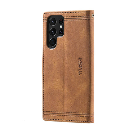TTUDRCH Style 004 For Samsung Galaxy S25 Ultra Leather Case RFID Blocking Wallet Stand Phone Cover with Strap