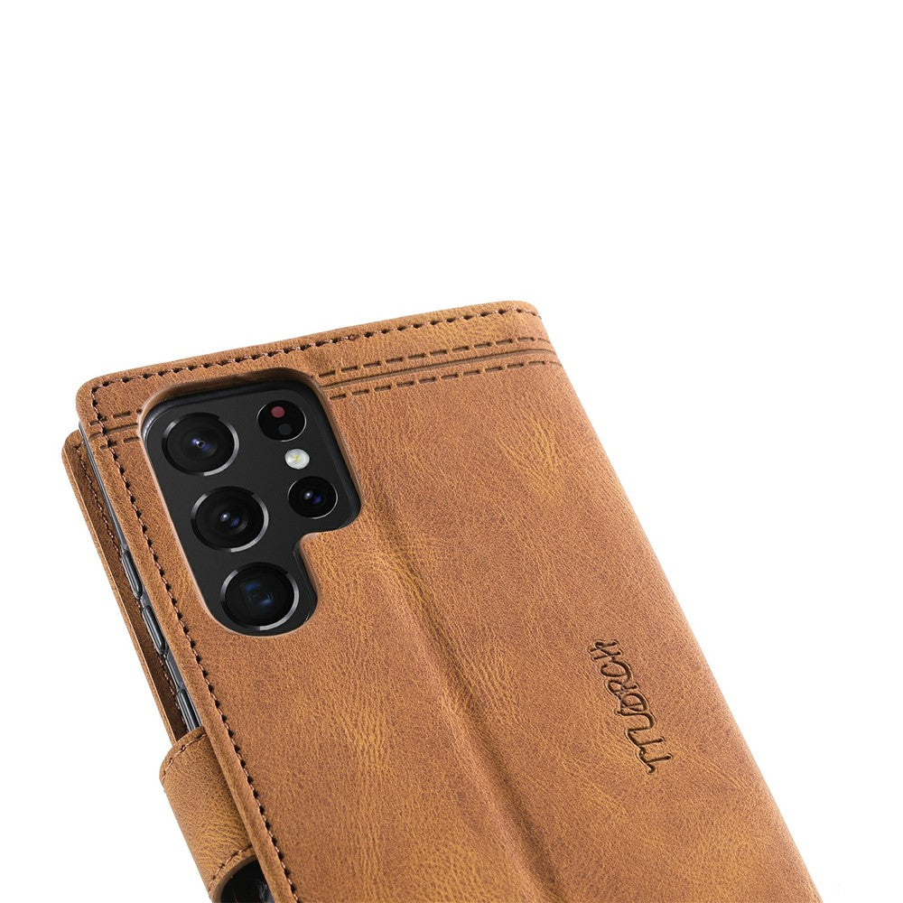 TTUDRCH Style 004 For Samsung Galaxy S25 Ultra Leather Case RFID Blocking Wallet Stand Phone Cover with Strap
