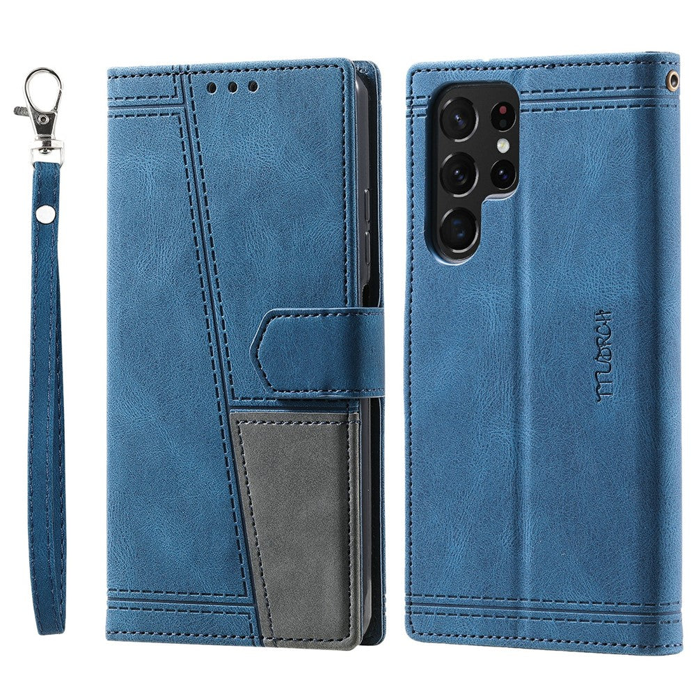 TTUDRCH Style 004 For Samsung Galaxy S25 Ultra Leather Case RFID Blocking Wallet Stand Phone Cover with Strap