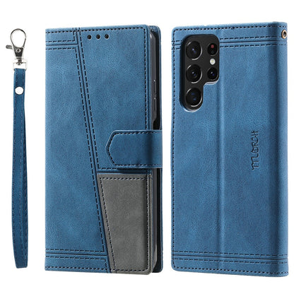 TTUDRCH Style 004 For Samsung Galaxy S25 Ultra Leather Case RFID Blocking Wallet Stand Phone Cover with Strap