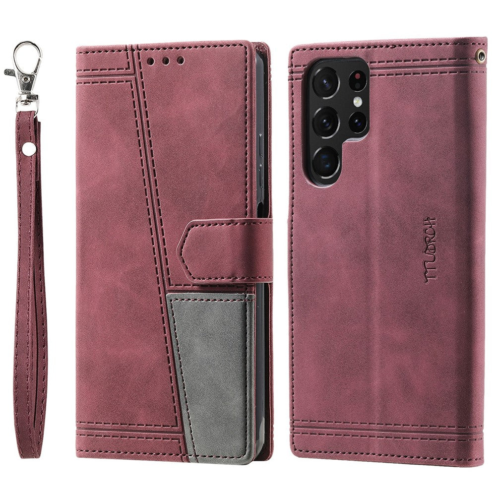 TTUDRCH Style 004 For Samsung Galaxy S25 Ultra Leather Case RFID Blocking Wallet Stand Phone Cover with Strap