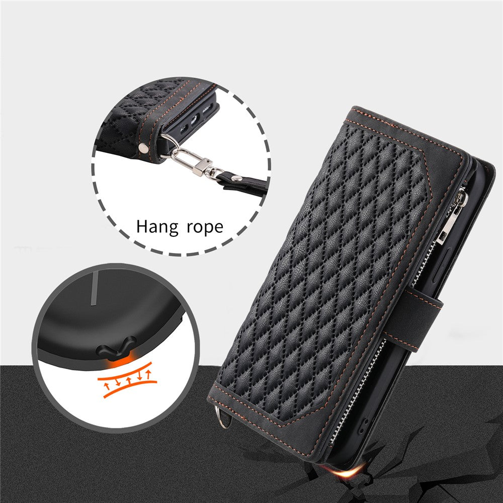 Style 005 For Samsung Galaxy S25 Ultra Wallet Case Rhombus Stitching Line PU Leather Phone Cover