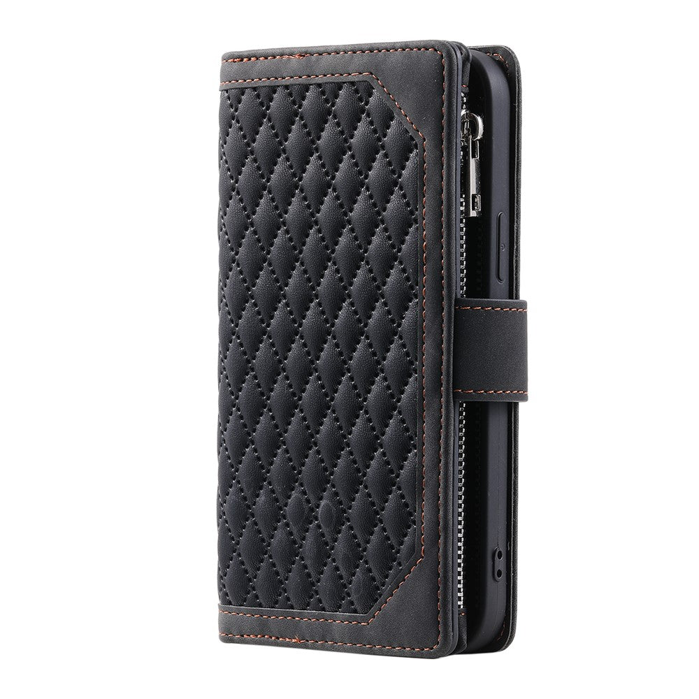 Style 005 For Samsung Galaxy S25 Ultra Wallet Case Rhombus Stitching Line PU Leather Phone Cover