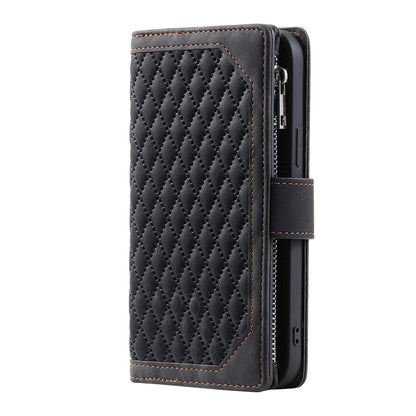 Style 005 For Samsung Galaxy S25 Ultra Wallet Case Rhombus Stitching Line PU Leather Phone Cover