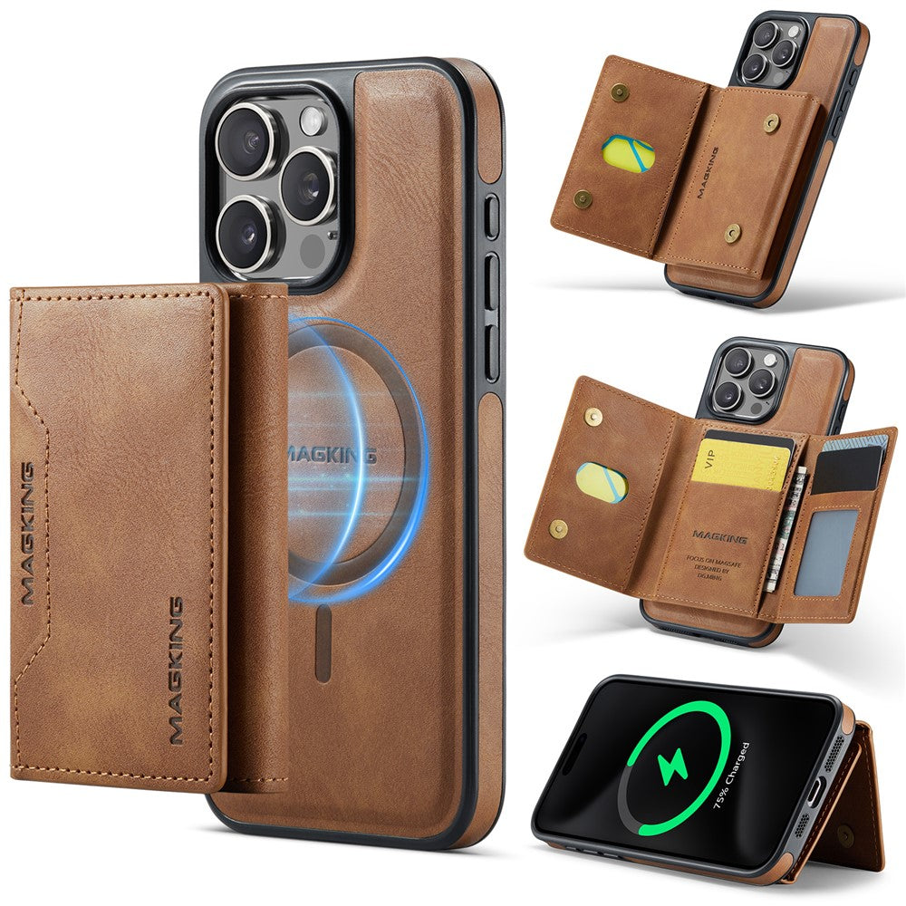 MAGKING K2 Series For iPhone 14 Pro Case Compatible with MagSafe PC+TPU+PU Leather RFID Blocking Phone Cover with Wallet