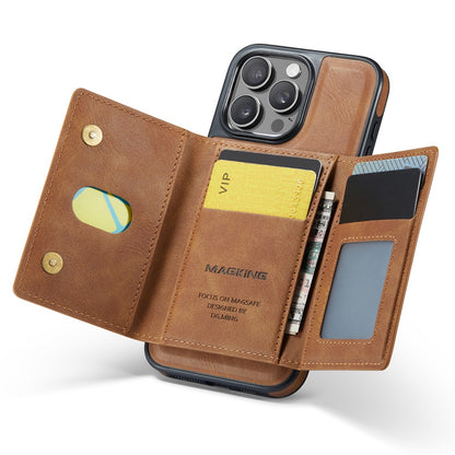 MAGKING K2 Series For iPhone 14 Pro Case Compatible with MagSafe PC+TPU+PU Leather RFID Blocking Phone Cover with Wallet