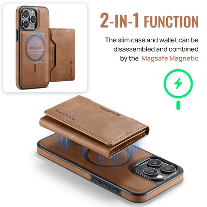 MAGKING K2 Series For iPhone 14 Pro Case Compatible with MagSafe PC+TPU+PU Leather RFID Blocking Phone Cover with Wallet