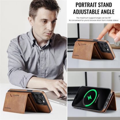 MAGKING K2 Series For iPhone 14 Pro Case Compatible with MagSafe PC+TPU+PU Leather RFID Blocking Phone Cover with Wallet
