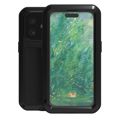 LOVE MEI For iPhone 16 Case with Tempered Glass Film Metal+Silicone Phone Cover