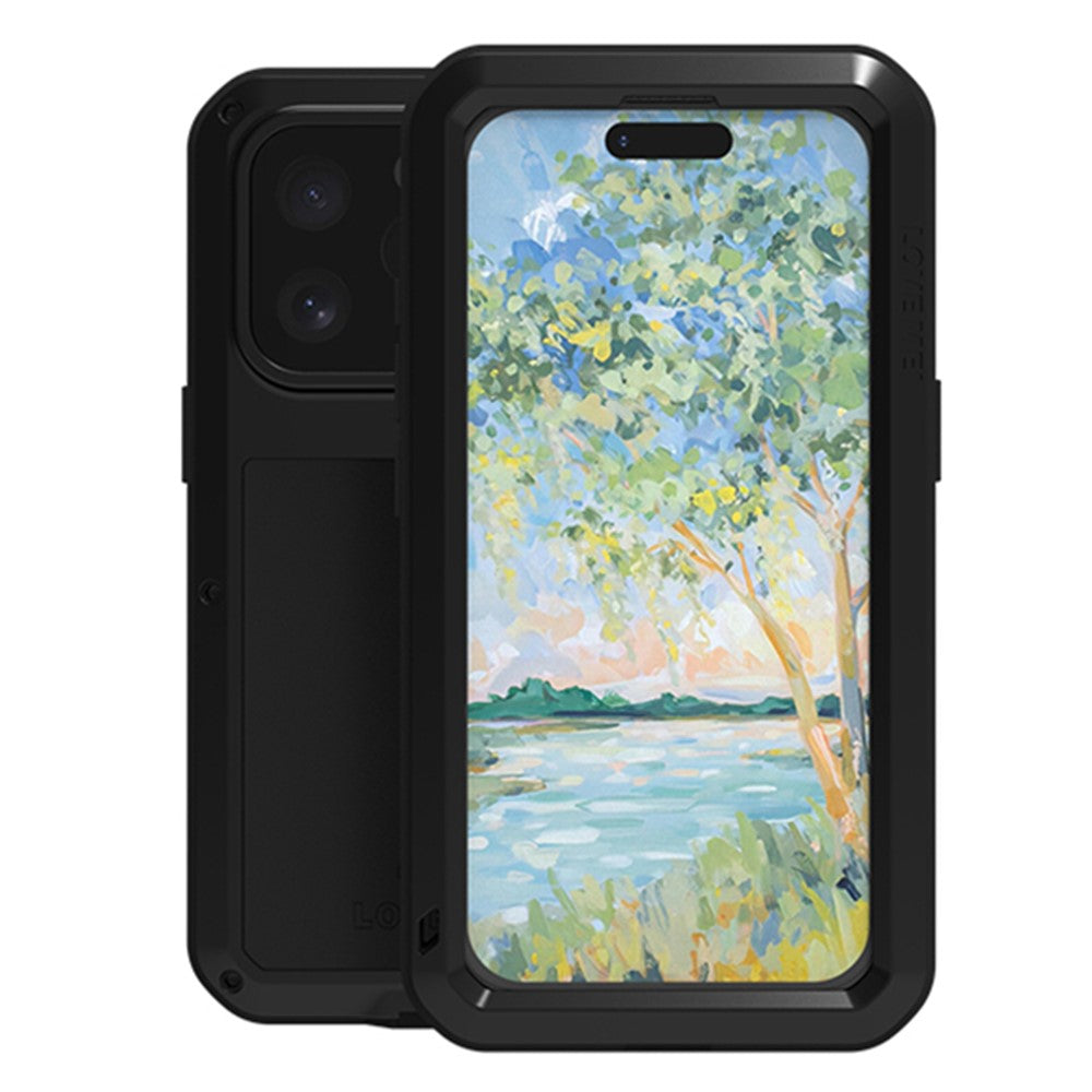 LOVE MEI For iPhone 16 Pro Max Case with Tempered Glass Film Metal+Silicone Phone Cover