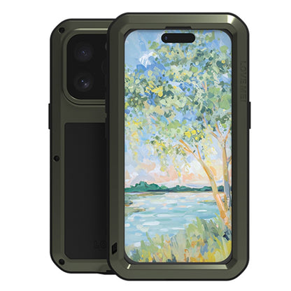 LOVE MEI For iPhone 16 Pro Max Case with Tempered Glass Film Metal+Silicone Phone Cover