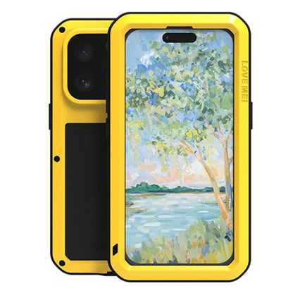 LOVE MEI For iPhone 16 Pro Max Case with Tempered Glass Film Metal+Silicone Phone Cover