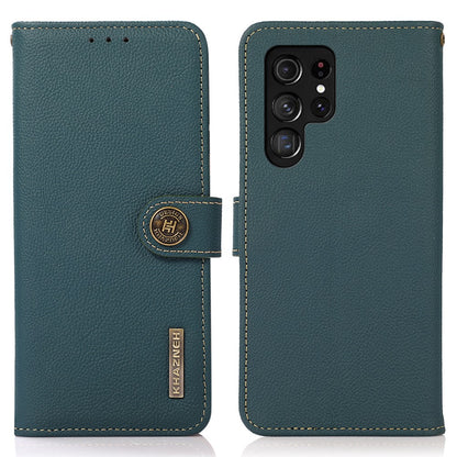 KHAZNEH For Samsung Galaxy S25 Ultra Case Genuine Cow Leather RFID Blocking Wallet Phone Cover