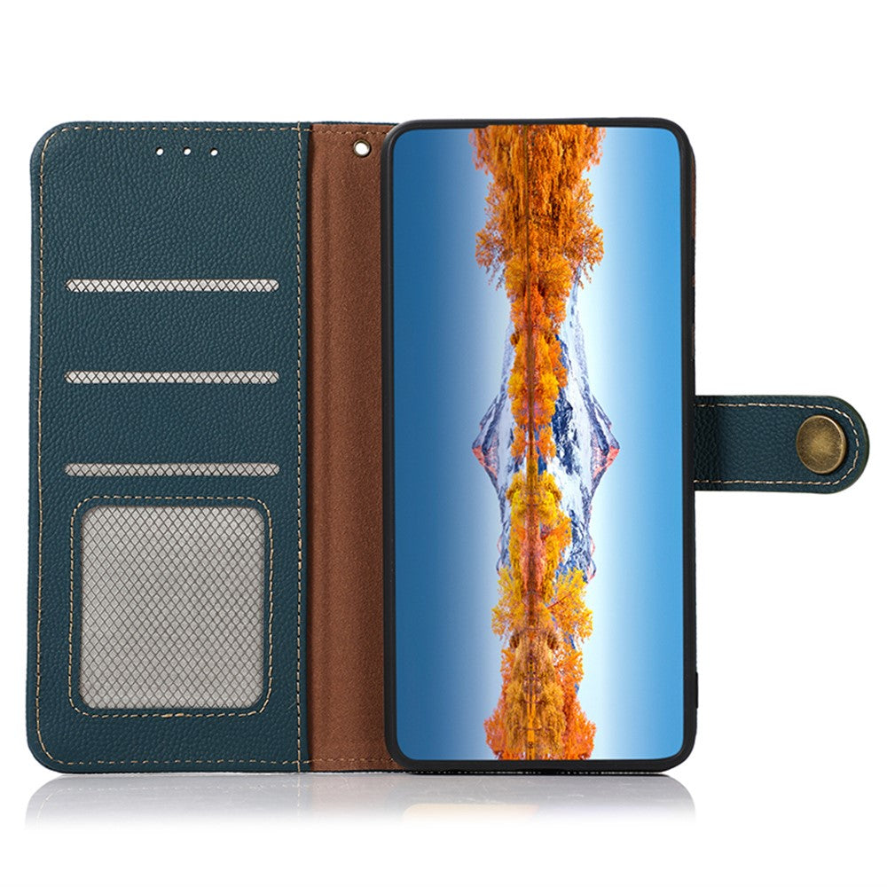 KHAZNEH For Samsung Galaxy S25 Ultra Case Genuine Cow Leather RFID Blocking Wallet Phone Cover
