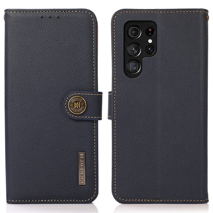 KHAZNEH For Samsung Galaxy S25 Ultra Case Genuine Cow Leather RFID Blocking Wallet Phone Cover