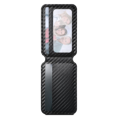 SUTENI H18 For iPhone 16 Pro Max Magnetic Case Carbon Fiber Texture Leather+TPU Cover with Detachable Card Bag