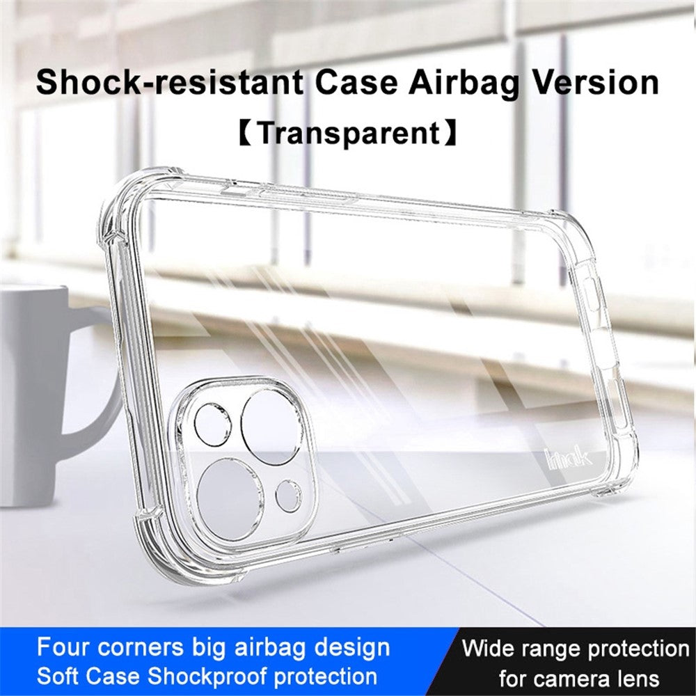 IMAK For iPhone 14 Plus Flexible TPU Clear Phone Back Cover Four Corners Airbag Anti-drop Case