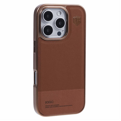 KIGC For iPhone 16 Pro Max Case PC+TPU+PU Electroplating Phone Cover