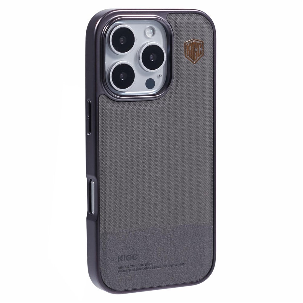 KIGC For iPhone 16 Pro Max Case PC+TPU+PU Electroplating Phone Cover