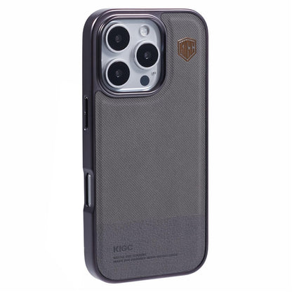 KIGC For iPhone 16 Pro Max Case PC+TPU+PU Electroplating Phone Cover