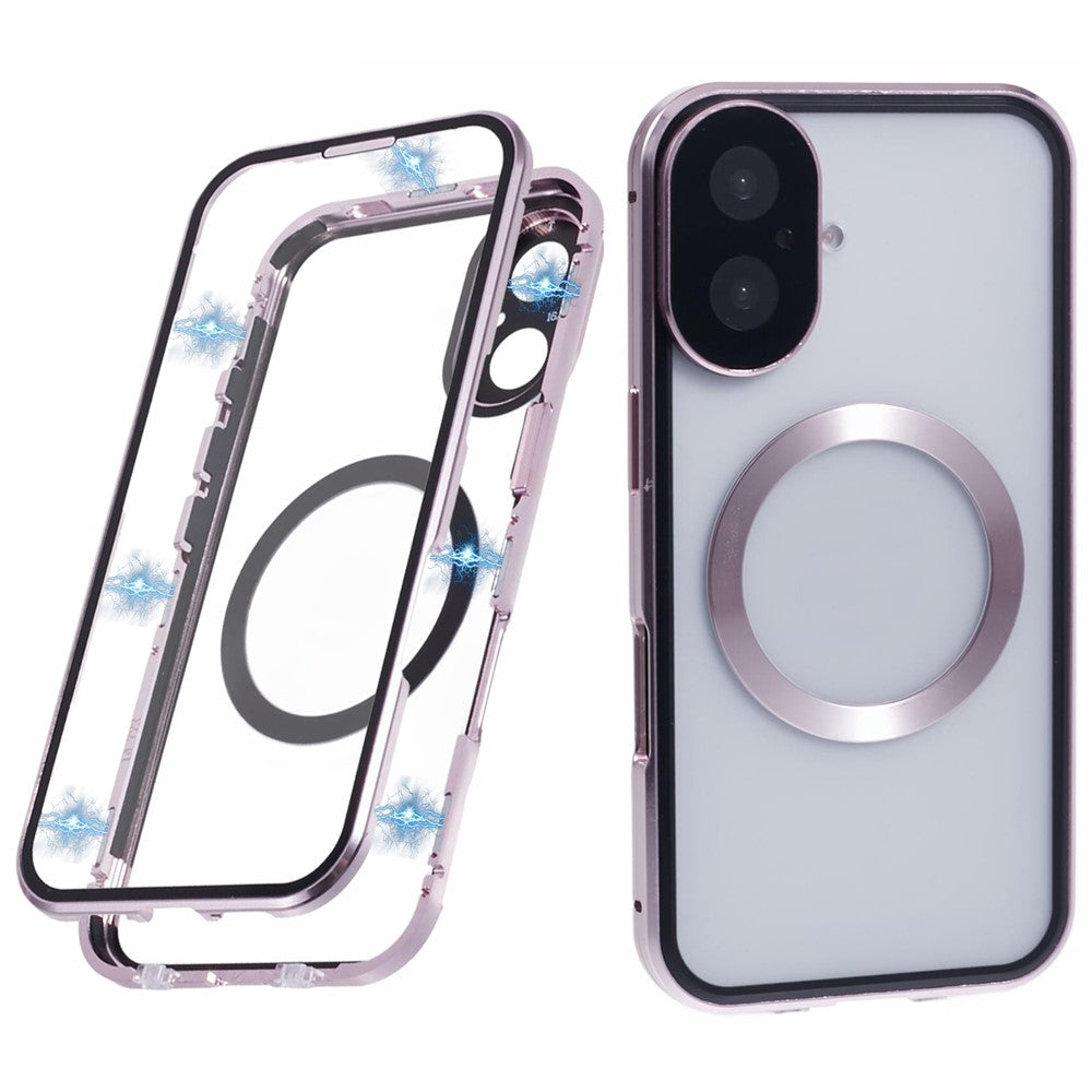 For iPhone 16 Case Double Sides Tempered Glass Phone Cover Compatible with MagSafe Full Protector