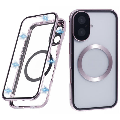 For iPhone 16 Case Double Sides Tempered Glass Phone Cover Compatible with MagSafe Full Protector