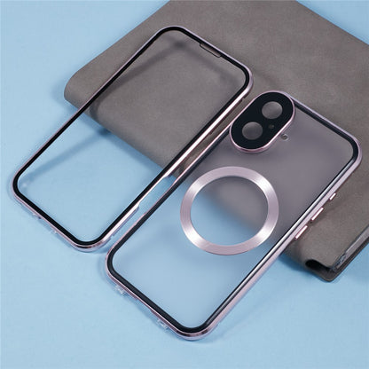 For iPhone 16 Case Double Sides Tempered Glass Phone Cover Compatible with MagSafe Full Protector