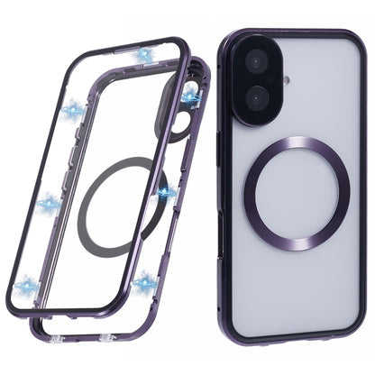 For iPhone 16 Case Double Sides Tempered Glass Phone Cover Compatible with MagSafe Full Protector