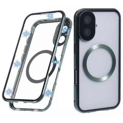 For iPhone 16 Case Double Sides Tempered Glass Phone Cover Compatible with MagSafe Full Protector