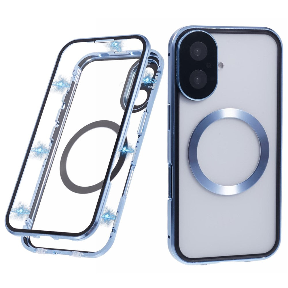 For iPhone 16 Case Double Sides Tempered Glass Phone Cover Compatible with MagSafe Full Protector