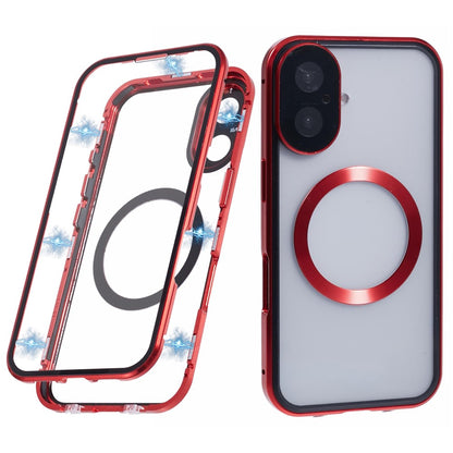 For iPhone 16 Case Double Sides Tempered Glass Phone Cover Compatible with MagSafe Full Protector