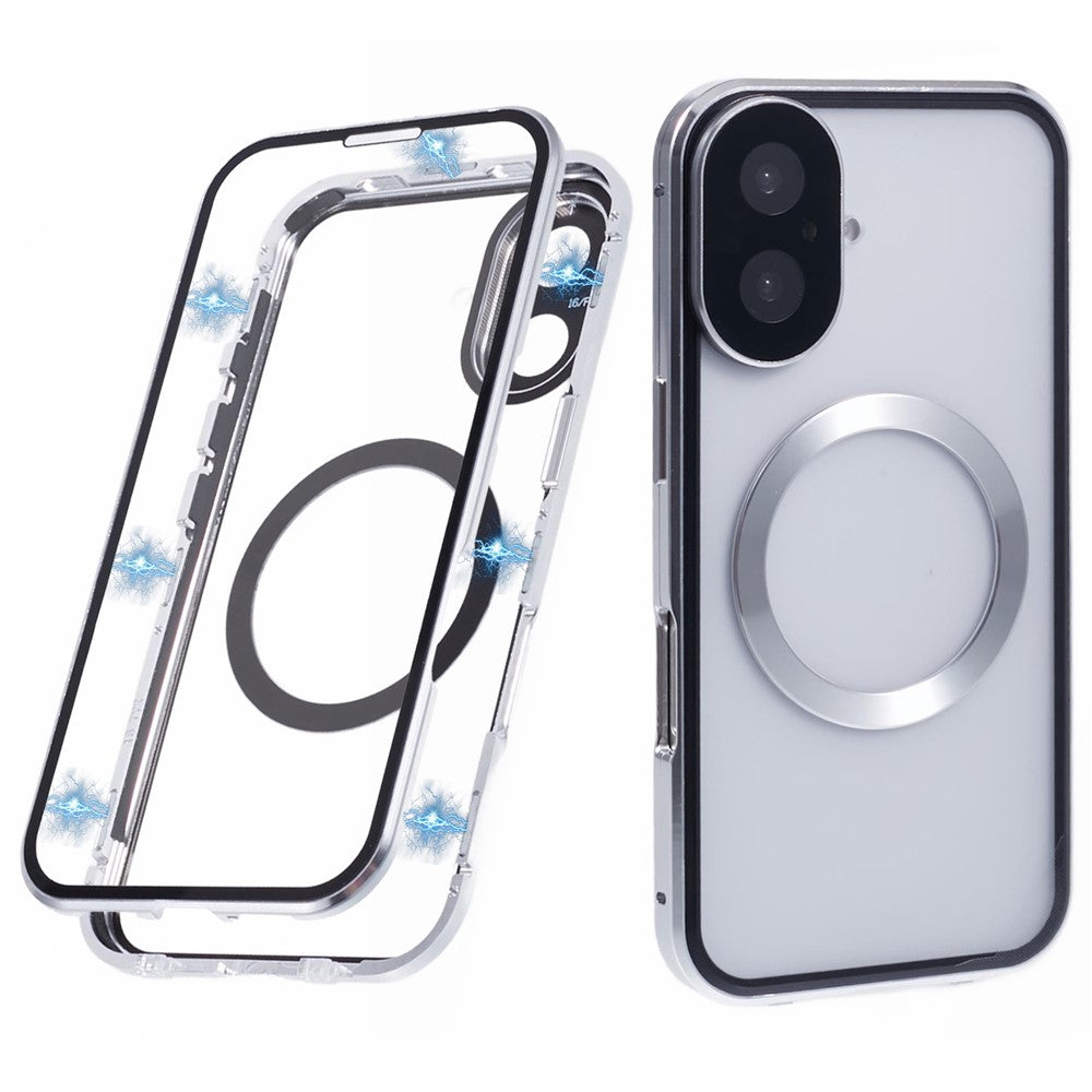For iPhone 16 Case Double Sides Tempered Glass Phone Cover Compatible with MagSafe Full Protector