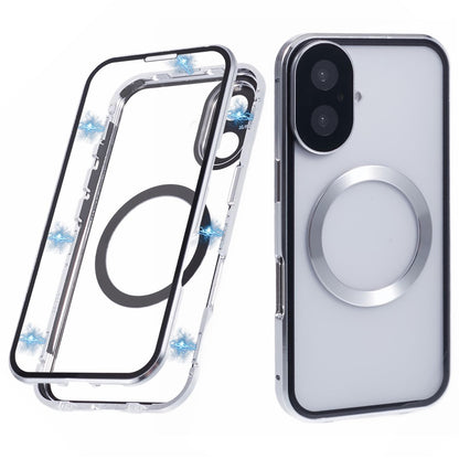 For iPhone 16 Case Double Sides Tempered Glass Phone Cover Compatible with MagSafe Full Protector