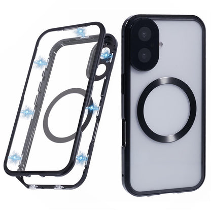 For iPhone 16 Case Double Sides Tempered Glass Phone Cover Compatible with MagSafe Full Protector