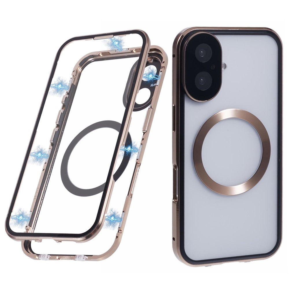 For iPhone 16 Case Double Sides Tempered Glass Phone Cover Compatible with MagSafe Full Protector