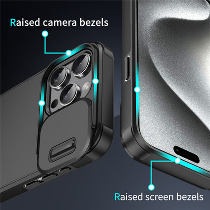 For iPhone 16 Pro Max Case PC+TPU Shell with Slide Camera Phone Cover
