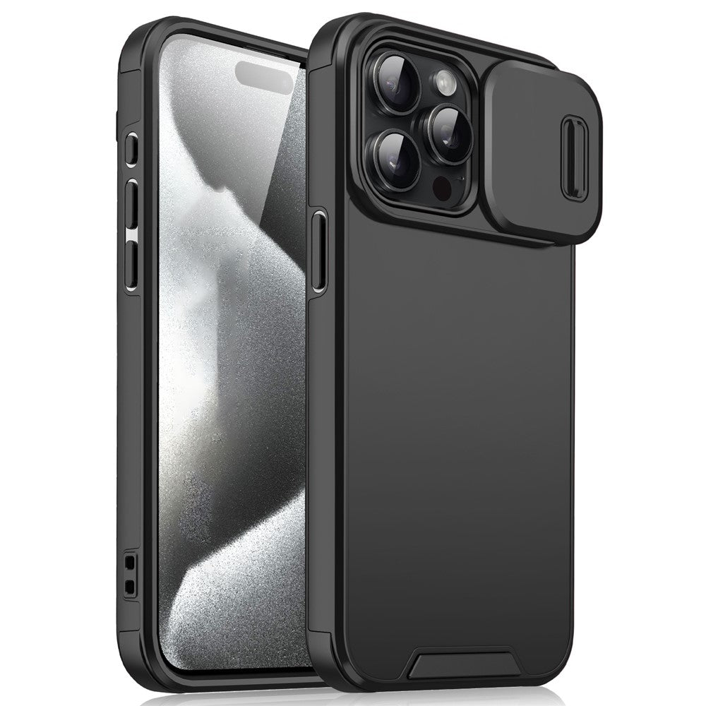For iPhone 16 Pro Max Case PC+TPU Shell with Slide Camera Phone Cover