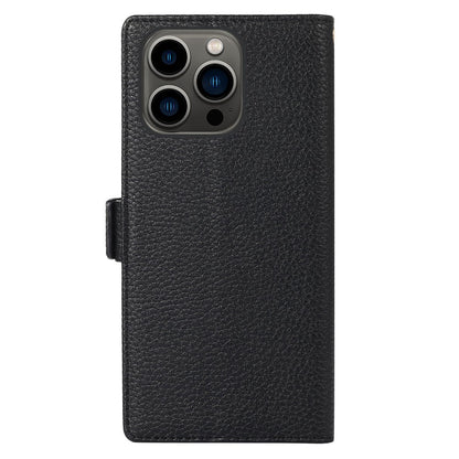 Litchi Texture Phone Case for iPhone 14 Pro Max, Drop Resistant Zipper Pocket PU Leather Flip Cover Wallet with Strap