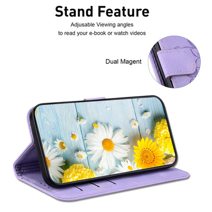 For Samsung Galaxy S25 Ultra Case Lily Flower Imprint Leather Phone Cover with Stand