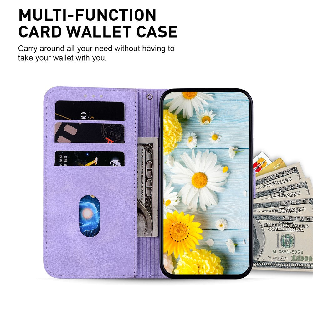 For Samsung Galaxy S25 Ultra Case Lily Flower Imprint Leather Phone Cover with Stand