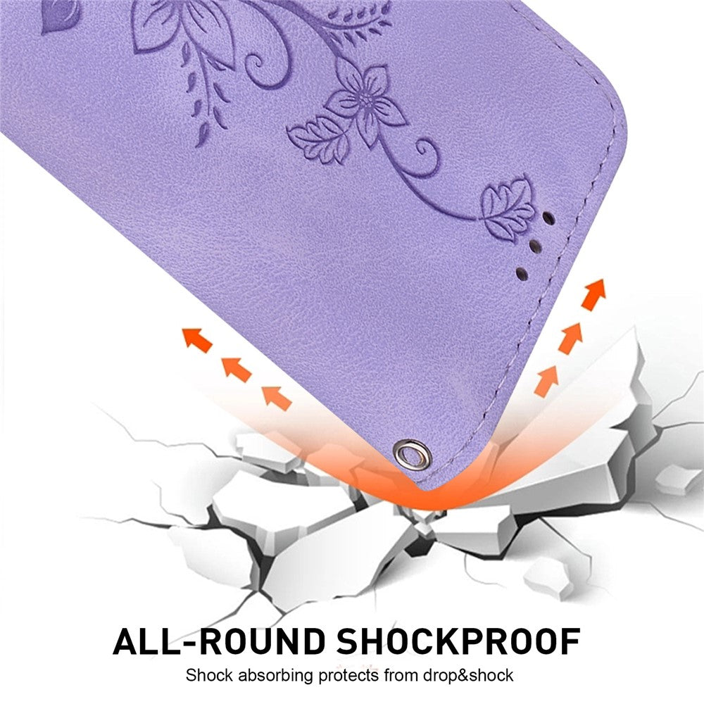 For Samsung Galaxy S25 Ultra Case Lily Flower Imprint Leather Phone Cover with Stand